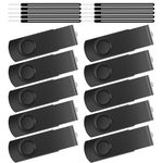 Memory Stick 4GB Pack of 10 Bulk USB Sticks 2.0 Swivel Flash Drive Kepmem Multipack Stylish Thumb Drives Metal Pendrive Portable Keychain U Disk with 10pcs Black Ropes for Photos and Video Storage