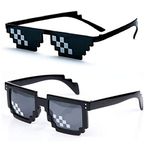 AUGEN by VisionsIndia Deal with It Thug Life Unisex Sunglasses with Polygonal 8 Bits Style Pixel (Black Lens) - 1 - Pack of 2