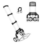 AKOZLIN Hand Truck Folding Portable 180lbs Capacity Aluminum Alloy Plate Luggage Cart Foldable Height Adjustable Hand Cart with 2 Wheels/Fixed Rope for Home, Auto, Office,Travel Use