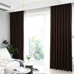 MacoHome Solid Thermal Insulated Grommet Curtain Panel Extra Long and Wide Blackout Window Treatment Room Darkening Drapes(Coffee, 42" W x 102" L)