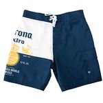 Corona Extra Bottle Label Men's Board Shorts, Blue, Medium