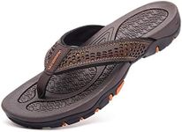 GUBARUN Mens Sport Flip Flops Comfort Casual Thong Sandals Outdoor Brown