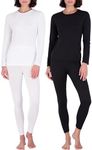 Real Essentials 2 Pack: Womens Thermal Underwear Set Thermal Underwear for Women Fleece Lined Legging Long Johns Skiing Warm Apparel - Set 3, XL