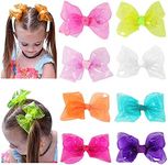 Waterproof Jelly Hair Bows, Multi-colored PVC Summer Swim Pool Bow Clips Transparent Hair Accessories for Girls Toddler Infants Kids Teens Children (Swim Pool Bows, 4inch)