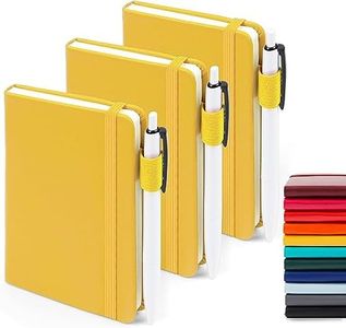feela 3 Carnet de Notes de Poche A6 avec 3 Stylos Noirs, Page Lignée, Petit Carnet de Poche à Couverture Rigide avec Porte-Stylo, Bloc Note A6 pour Bureau Ecole pour Notes Plans, 9 x 14 cm, Jaune