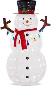 Best Choice Products 8ft Lighted Pop-Up Snowman, Large White Outdoor Christmas Holiday Decoration w/ 350 LED Lights, Hat, Scarf, Multicolored Lights