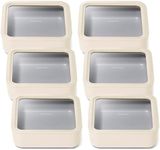 Caraway 6pc Glass Food Storage Set – 10 Cup Food Containers (6) - Ceramic Coated - Non Toxic, Non Stick with Lids - Microwave Safe - Cream