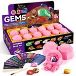 Byncceh Gemstone Dig Kit - Dig Up Unique Natural Gemstones and Crystals, Gem Kit for Kids Gem Rock Collection Toy Geology Archeology Excavation Educational Toy Birthday Party Gift for Boys and Girls