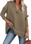 SHEWIN Womens Hoodies Casual Button