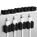 Andibro 10Pcs Cable Clips, Black Self Adhesive Cord Holder Black Silicone Charger Wire Holder Cable Management Wire Keeper for Nightstand Car Office Home Desktop Computer Phone(Black)