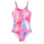 Xumplo Girls Mermaid Swimsuits Kids One Piece Bathing Suit Toddler Swimwear Beach Wear for Little Girl Pink Age 4-5 Years