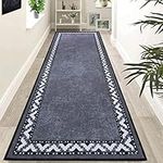 Carpet Runners for Hallways Non Slip Long 66 x 240 cm Runner Rugs for Hallway Soft Washable Hallway Runner, Low Pile Hall Runner for Bedroom Kitchen Hallway Entrance Laundry, Grey Runner Rug