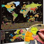 Two Scratch Off Maps - Scratch Off World Map + Europe Map - Deluxe Scratch-Off International Posters with Colourful Countries, Capitals, Cities, Landmarks, Cartography - Travel Gift - Made in Europe