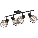 SEEBLEN Industrial 4 Light Track Lighting Kit, Black Flush Mount Wall/Ceiling Spot Lights Fixture, Directional Ceiling Light for Kitchen,Dining Room, Living Room, Hallway, Bathroom, Cabinet, Etc.