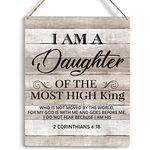 Inspirational Wall Art Daughter Gifts I Am A Daughter Of The Most High King Nursery Decor Christian Religious Gifts for Women Her Girl Daughter Bible Verse Wall Art Wooden Hanging Sign 10x8 Inches