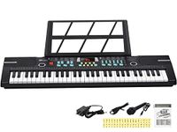 24HOCL Kids Piano Keyboard, 61 Key Electronic Keyboard Portable Digital Music Keyboard, Learning Keyboard with Microphone Music Sheet Stand UL Adapter, Best Gift for Boys & Girls, Black