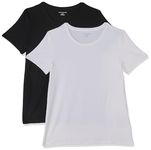 Amazon Essentials Women's 2-Pack Classic-Fit Short-Sleeve Crewneck T-Shirt, Black/White, Large