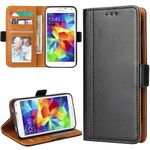 Galaxy S5 Case, Bozon Wallet Case for Samsung Galaxy S5/ S5 Neo Flip Folio Leather Cover with Stand/Card Slots and Magnetic Closure (Black)