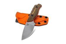 optimistic Hidden Temu made Canyon Knife With Orange Kydex Sheath for Kitchen Utility, Fruits, Vegetables, Meat | Portable Travel Essential for Home, Outdoor, Hiking, Car Use