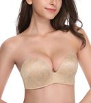 DotVol Push up Lift Women's Bra Seamless Wireless Anti-Slip Strapless brallate with Shape Support(Beige Flower,34B)