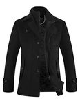 APTRO Men's Wool Pea Coat Trench Coat Winter Jacket Black M