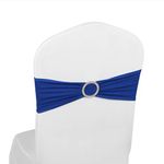 Elastic Stretch Spandex Chair Covers Sashes Bands With Buckle Bows For Wedding Home Party Suppliers Decorations (Royal Blue, 50PCS)