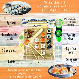Sushi Making Kit – 14-Piece DIY Sushi Roller Set