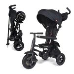 QPlay Rito - Premium Luxury Foldable Trike for Toddlers Featuring Leather touchpoints, Toddler Tricycle Stroller, Push & Fold Tricycle for Ages 12 Months to 5 Years, Midnight Edition