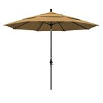California Umbrella GSCUF118705-F72-DWV 11 ft. Fiberglass Market Umbrella Collar Tilt DV Matted Black-Olefin-Straw