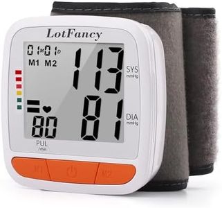 LotFancy Wrist Blood Pressure Monitor, Adjustable Cuff (4.9”-8.1”), 2 Users, 180 Reading Memory, Automatic Digital BP Monitor with Irregular Heartbeat Detector