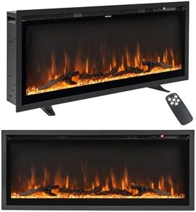 Tangkula 42 Inches Electric Fireplace in-Wall Recessed, Wall Mounted and Freestanding, 750W/1500W Linear Fireplace Heater with Remote Control, Adjustable Flame Color & Brightness