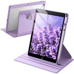 JETech Rotating Case for iPad 9/8/7 (10.2-Inch, 2021/2020/2019 Model, 9th/8th/7th Generation) with Pencil Holder, 360 Degree Rotation Protective Stand Cover Clear Back, Auto Wake/Sleep (Light Purple)