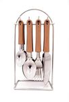 Finner Flora Star Wire Stand Stainless Steel Spoon Set, Fork Set, Tea Spoon Set, Butter Knife Set, Cutlery Set of 24 Pieces with Wire Stand-(Brown)