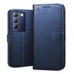 CEDO Vivo Y200e / Vivo T3 (5G) Flip Cover | Leather Finish | Inside Pockets & Inbuilt Stand | Shockproof Wallet Style Magnetic Closure Back Case Flipcover (Blue)