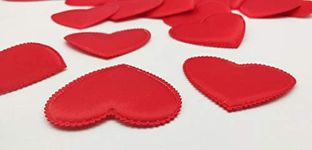 Satyam Kraft 50 pcs Satin Fabric Heart Shaped Confetti Table Romantic anniversary,Birthday,Diwali,Deepwali, Decorations,Newyear,Throwing Petals,Valentine Craft(cm)(CM,)(6.5 CM, 50)