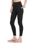 Colorfulkoala Women's High Waisted Tummy Control Workout Leggings 7/8 Length Yoga Pants with Pockets (XL, Black)