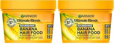 Garnier Hair Food Multi-use Hair Treatment Mask, Nourishes and Conditions, Ideal for Dry Hair, No Silicones, Vegan Formula, Banana, Ultimate Blends, 400ml (Pack of 2)