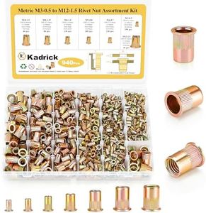 Kadrick Rivet Nut Kit, 940pcs Metric Rivet Nut Assortment Kit Galvanized Carbon Steel Flat Head Threaded Insert Nuts, Sizes M3 M4 M5 M6 M8 M10 M12