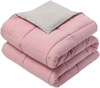 Royal Hotel Bedding Reversible Throw Blanket, Hypoallergenic, Down Alternative Throw Blanket, Medium Warmth, 50 by 75 Inches, Blush - Gray
