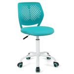 DORTALA Desk Chair for Teen, Kids Armless Swivel Small Cute Low-Back Mesh Office Chair Comfy with Adjustable Height, Lumbar Support, Ergonomic Computer Study Chair in Home Bedroom School, Turquoise