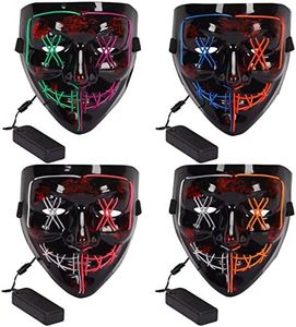 Tackview 4 PACK Halloween Scary Mask LED Mask LED Purge Mask LED Light Up Mask for Halloween Costume