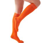 Mysocks Knee High Socks Men Womens Girls Cotton Seamless Toe Long Socks Knee Length Knee Socks Orange,8-11