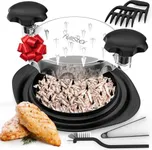 FULLSTAR Chicken Shredder Tool Twist Set 10.4" - Meat Shredder Tool Twist, Chicken Breast Shredder, Food Shredder, Chicken Shredder Tool Twist Large, Chicken Shredded Twist Pork Shredder (Black)