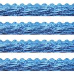 72 Feet Ocean Waves Bulletin Board Borders Under The Sea Scalloped Border Trim Paper Blue Ocean Theme Borders Beach Classroom Decoration for Summer Boho Back to School Theme Party Classroom Decor