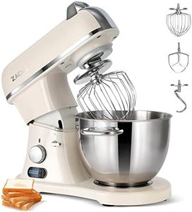 ZACME Professional Commercial Stand Mixer 8.4QT 800W, ZACME Kitchen Electric Mixer Metal Food Mixer with Stainless Steel Bowl Dough Hook and Beater-Smart LCD Timer Display and Tilt-Head Design, White