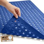Gorilla Grip Original Patented Bath, Shower Tub Mat, 35x16, Many Colors, Washable, XL Size Bathroom Bathtub Mats, Drain Holes Suction Cups, Royal Blue Opaque