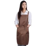 Sanleaves Women's Apron, Waterproof, 3 Pockets, H Shape, Kitchen, Cafe Apron, DIY, Gardening, 2 Levels Adjustment, Wrinkle Prevention, 2 brown