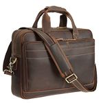 Polare Full Grain Leather 16.5'' Laptop Bag Briefcase for Men Business Messenger Work Bag Fits 15.6'' Laptop