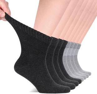 Hugh Ugoli Diabetic Socks for Men, Soft Loose Ankle Rayon Socks, Extra-Wide, Thin, Seamless Toe and Non-Binding Top, Charcoal/Light Grey, Shoe Size: 11-13, 8 Pairs