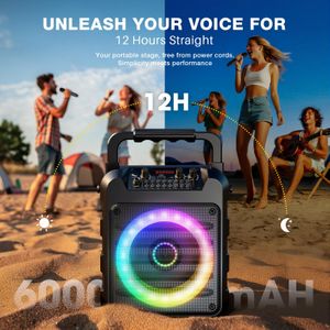 Dislocati Karaoke Machine with 2 Wireless Mics – Portable Bluetooth PA Speaker with Lights, TWS, USB, AUX for Home Party